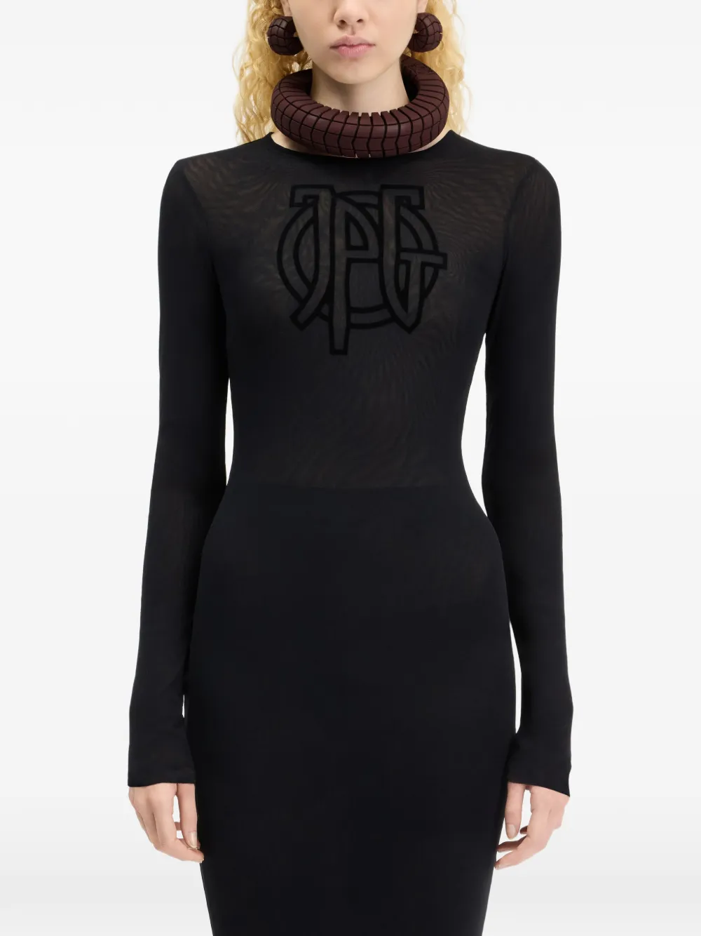 Jean Paul Gaultier logo-flocked maxi dress Zwart