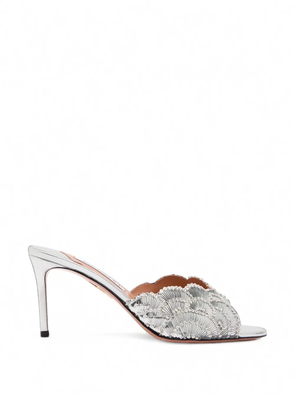 Aquazzura crystal-embellished scalloped sandals Zilver