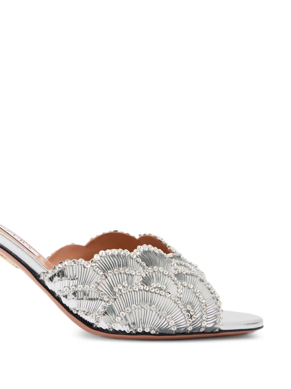 Aquazzura crystal-embellished scalloped sandals Zilver