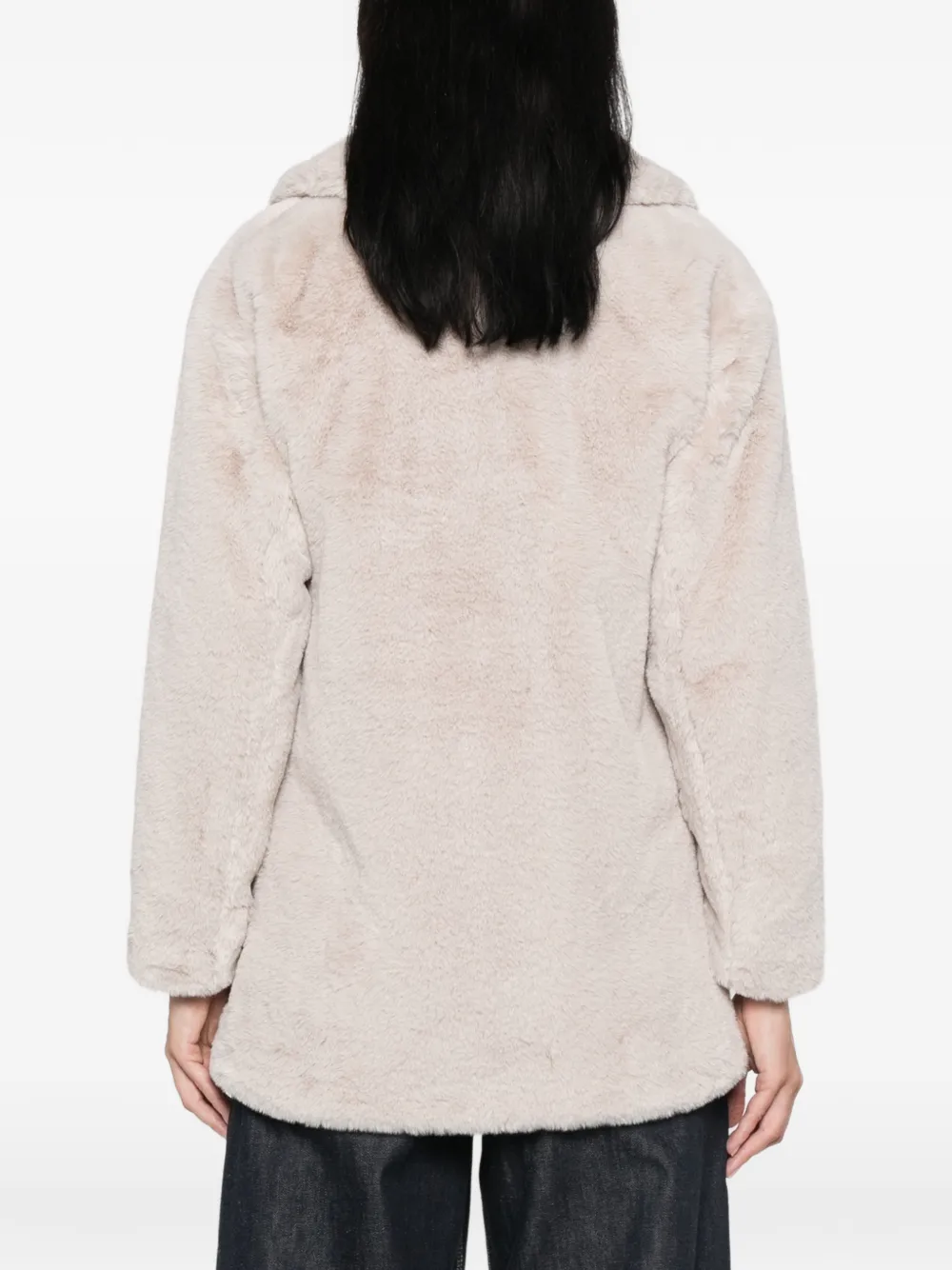 Herno Jas van imitatiebont met dubbele rij knopen Beige