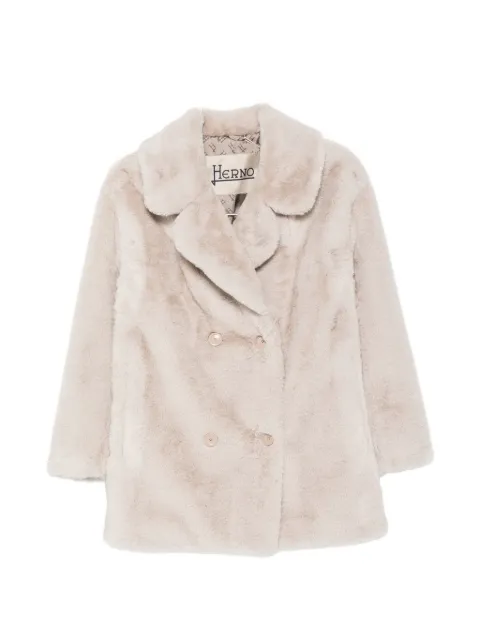 Herno faux-fur double-breasted coat