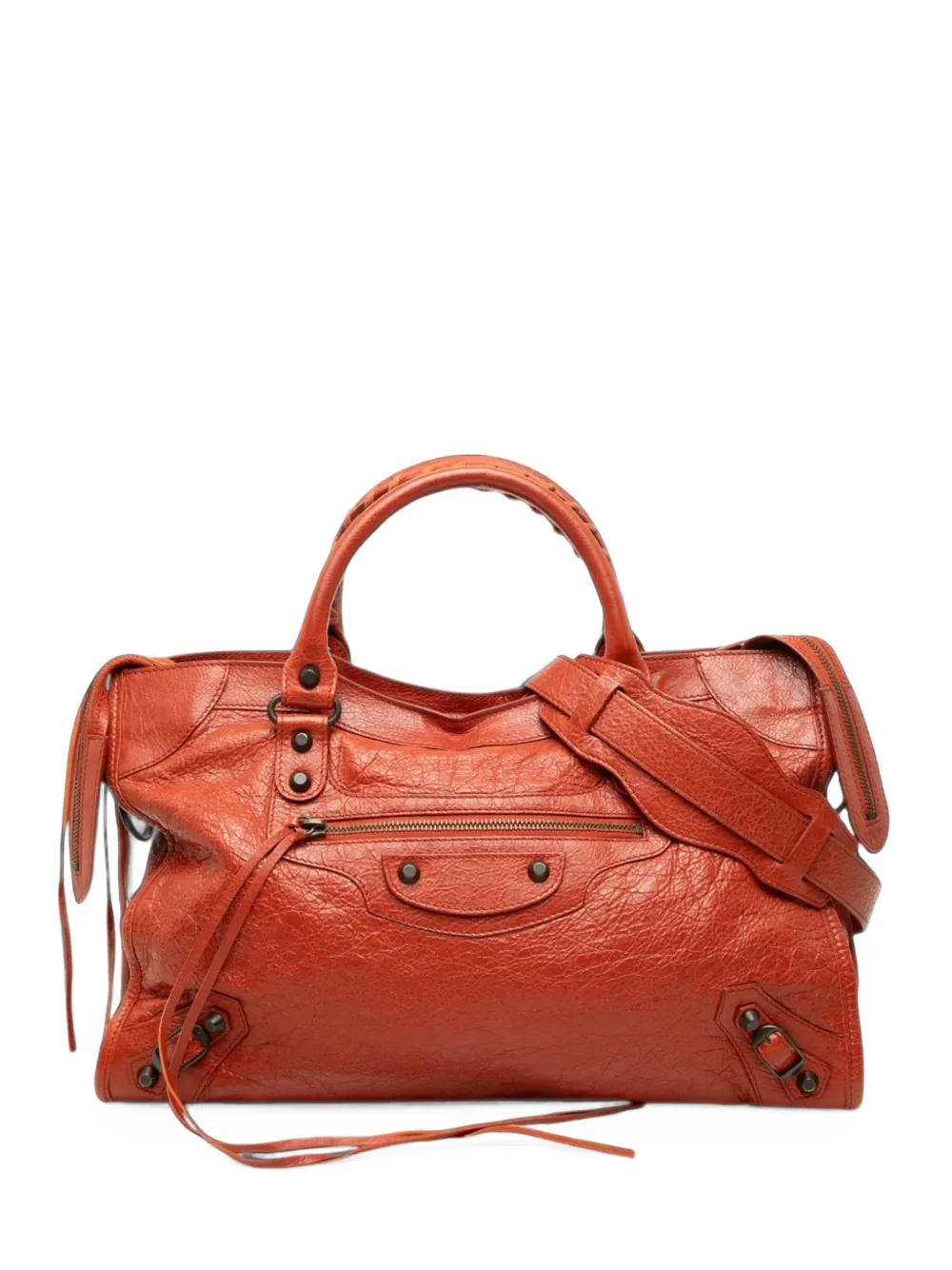 Balenciaga Pre-Owned 2014 Lambskin Motocross Classic City satchel - Orange