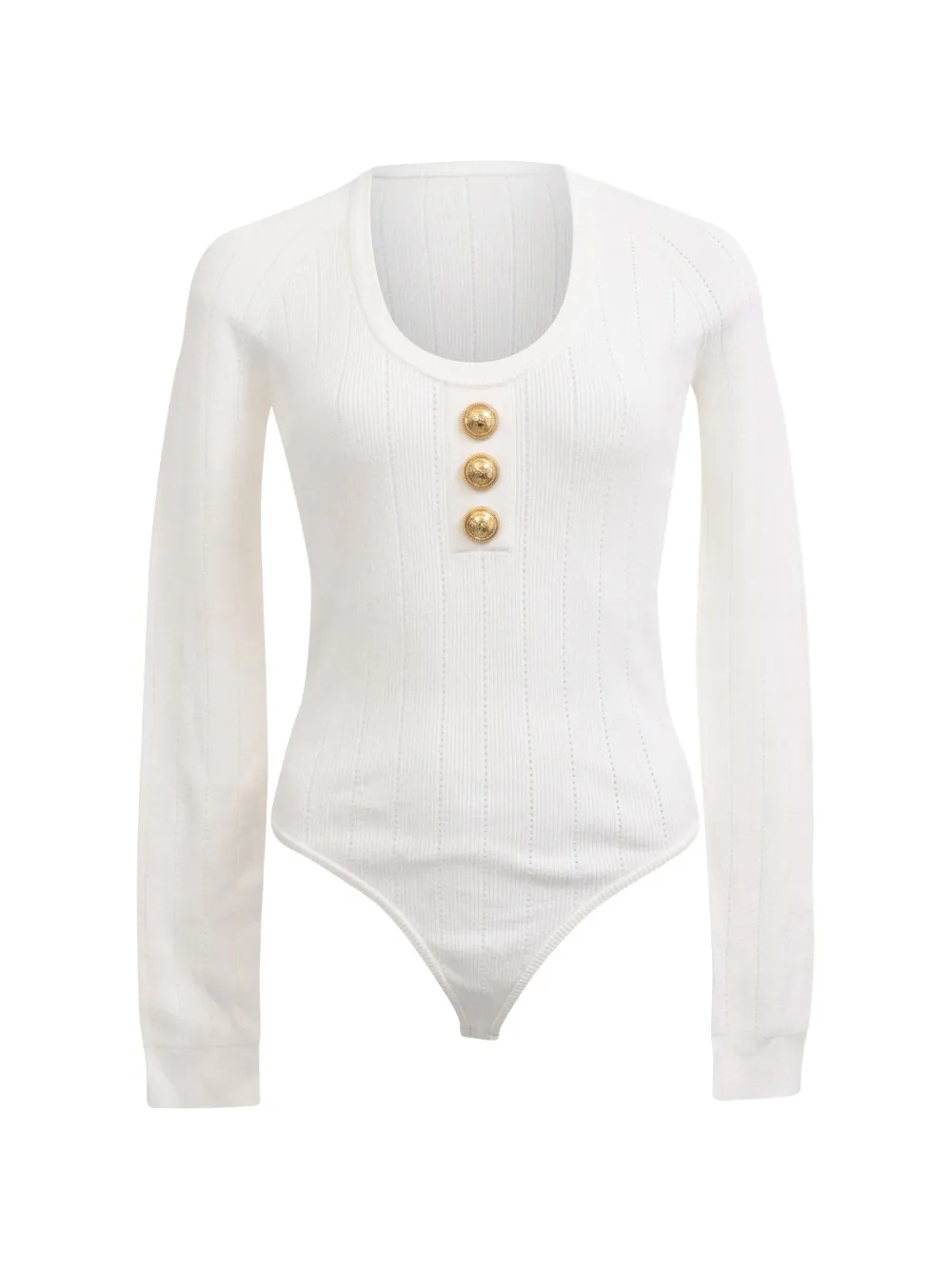 Balmain Pre-Owned 2020s ribbed scoop-neck bodysuit - Weiß