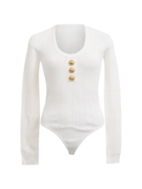 Balmain Pre-Owned 2020s ribbed scoop-neck bodysuit