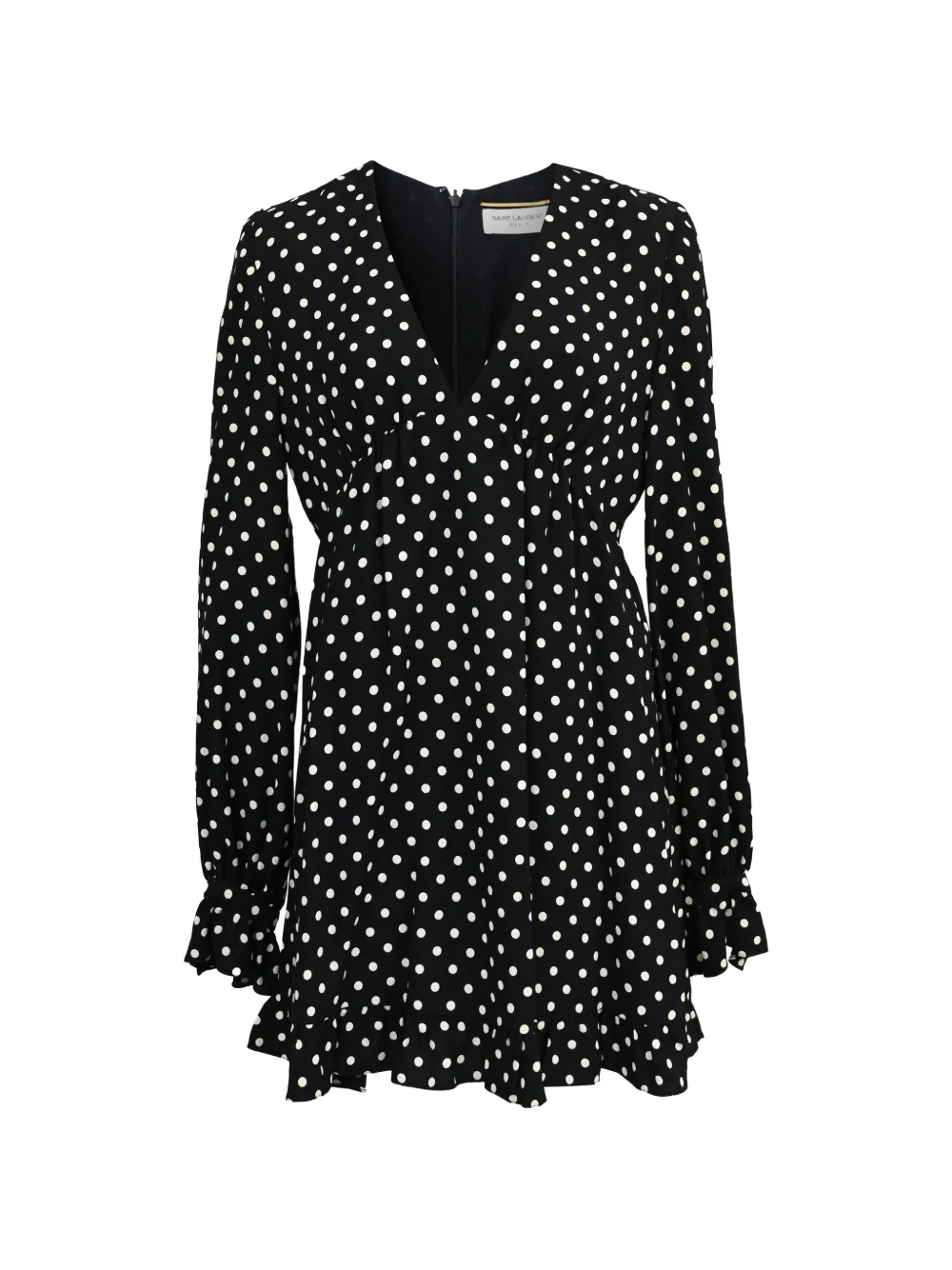 Saint Laurent Pre-Owned polka dot V-neck dress - Schwarz