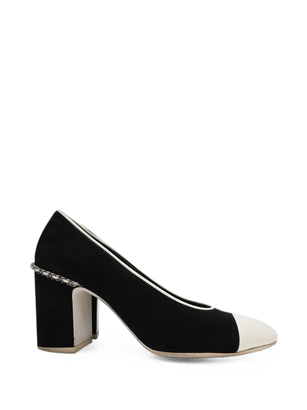 CHANEL Pre-Owned Chain-accent cap-toe pumps - Schwarz