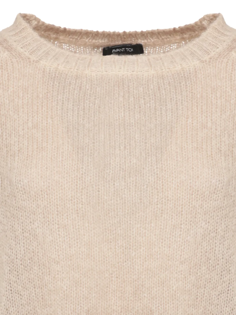 Avant Toi Fijngebreide sweater met geribbelde afwerking Beige
