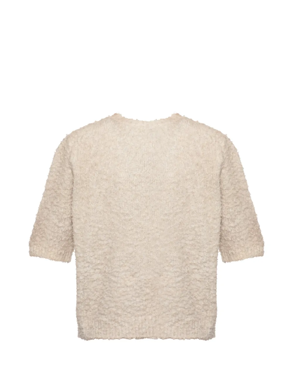Avant Toi Bouclé gebreide sweater met korte mouwen Beige
