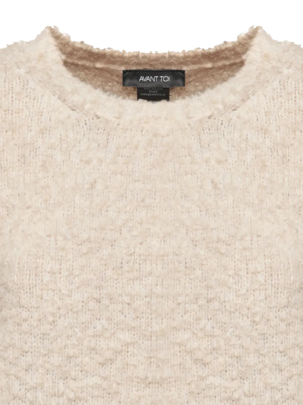 Avant Toi Bouclé gebreide sweater met korte mouwen Beige