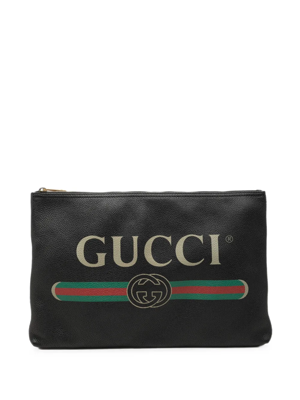 Gucci Pre-Owned 2016-2026 Leather Logo clutch bag - Schwarz