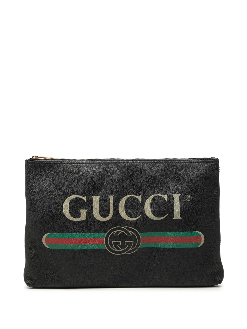 Gucci Pre-Owned 2016-2026 Leather Logo clutch bag - Nero