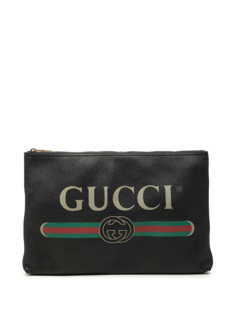 Gucci Pre-Owned 2016-2026 Leather Logo clutch bag