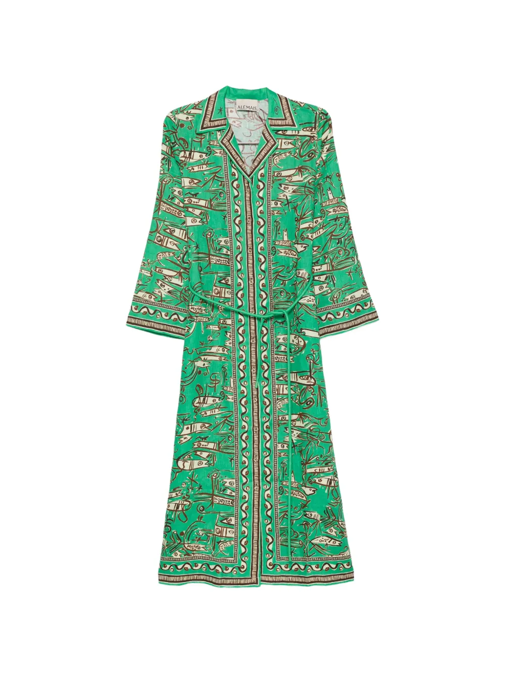 Alemais Fish Sticks Printed Maxi Dress In Green