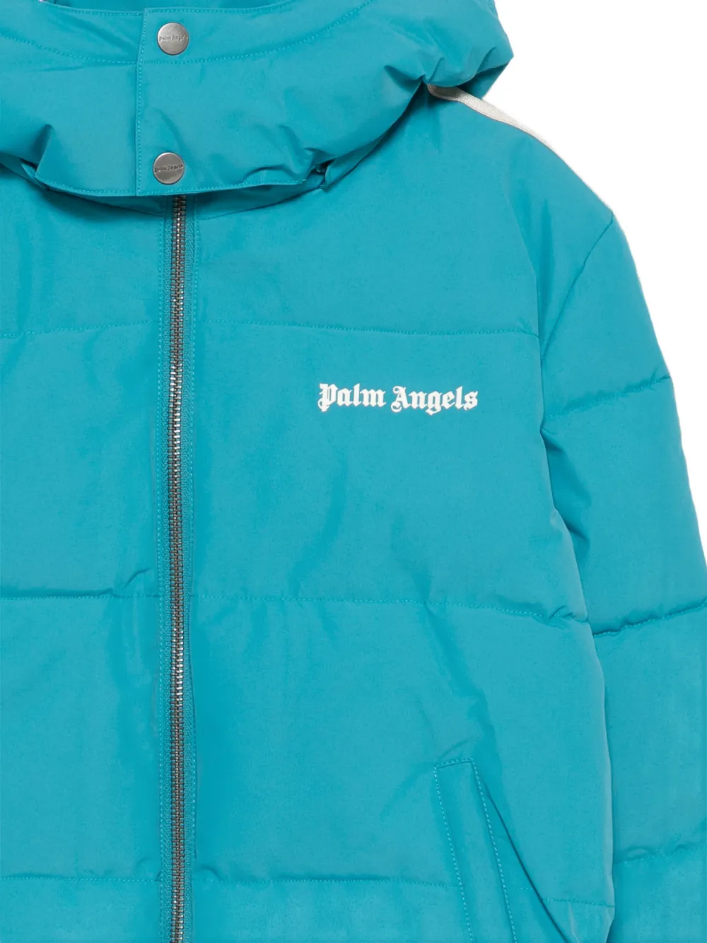 Palm Angels Kids Gewatteerd jack met logoprint Blauw