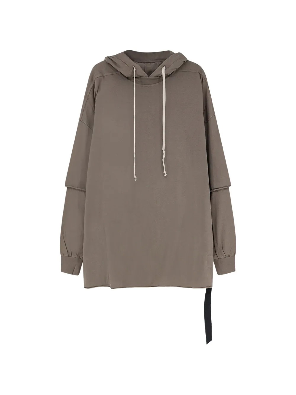 Rick Owens DRKSHDW layered-sleeve drawstring hoodie - Marrone