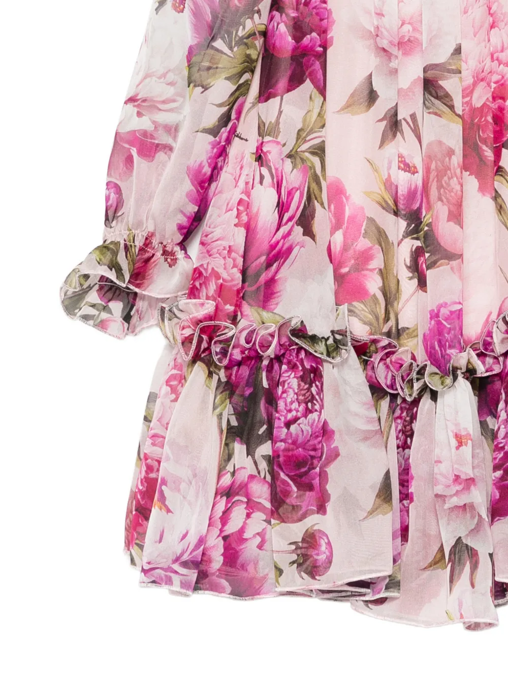 Dolce & Gabbana Kids Jurk met bloemenprint en ruches Roze