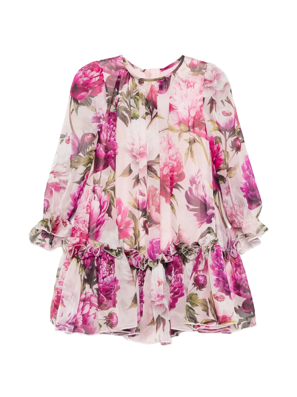 Dolce & Gabbana Kids floral-print ruffled dress - Rosa