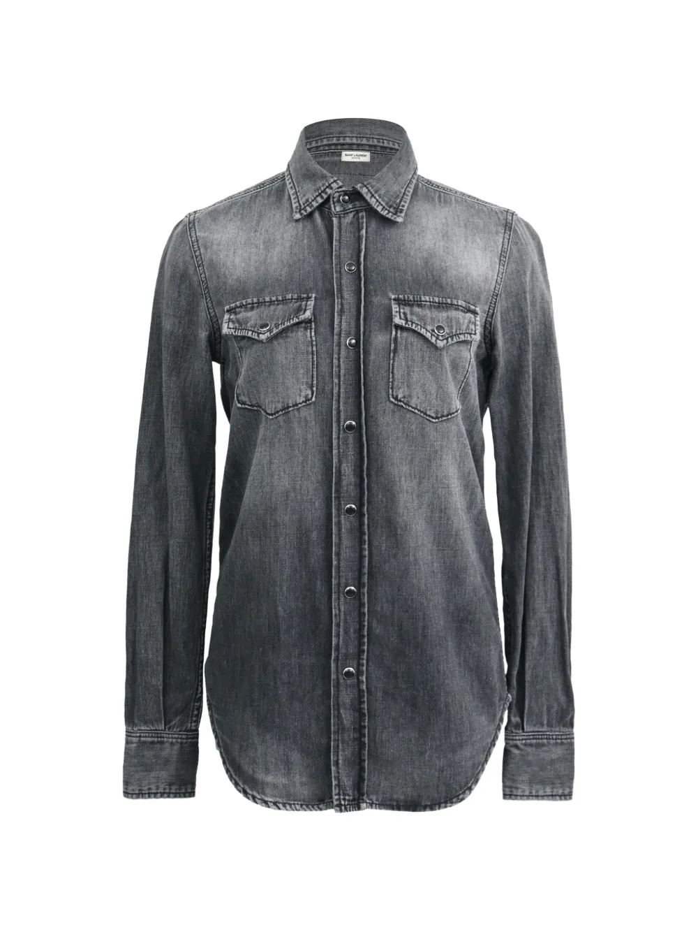 Saint Laurent Pre-Owned chemise en jean à effet délavé - Gris