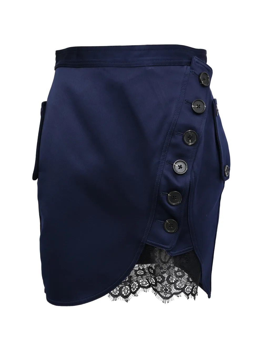 Self-Portrait lace-trim buttoned mini skirt - Blau