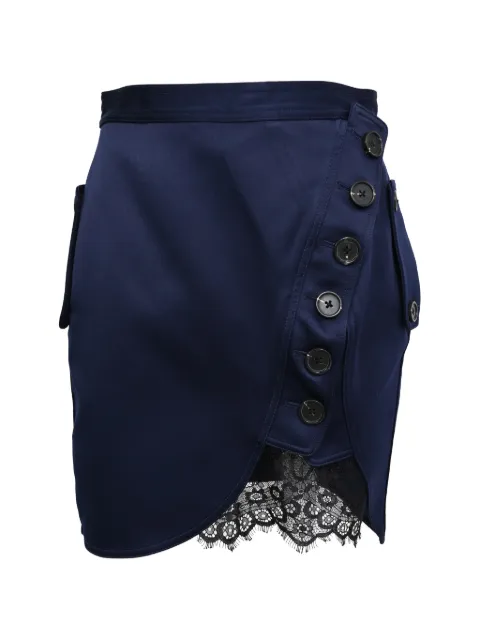 Self-Portrait lace-trim buttoned mini skirt