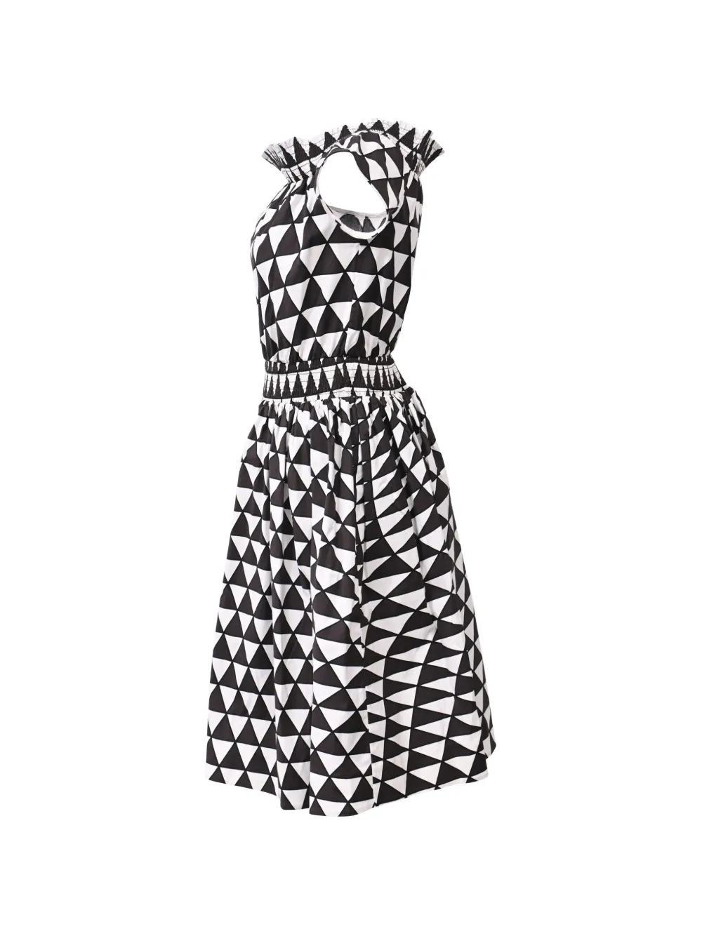 Prada Pre-Owned geometric-print off-shoulder mini dress - Nero