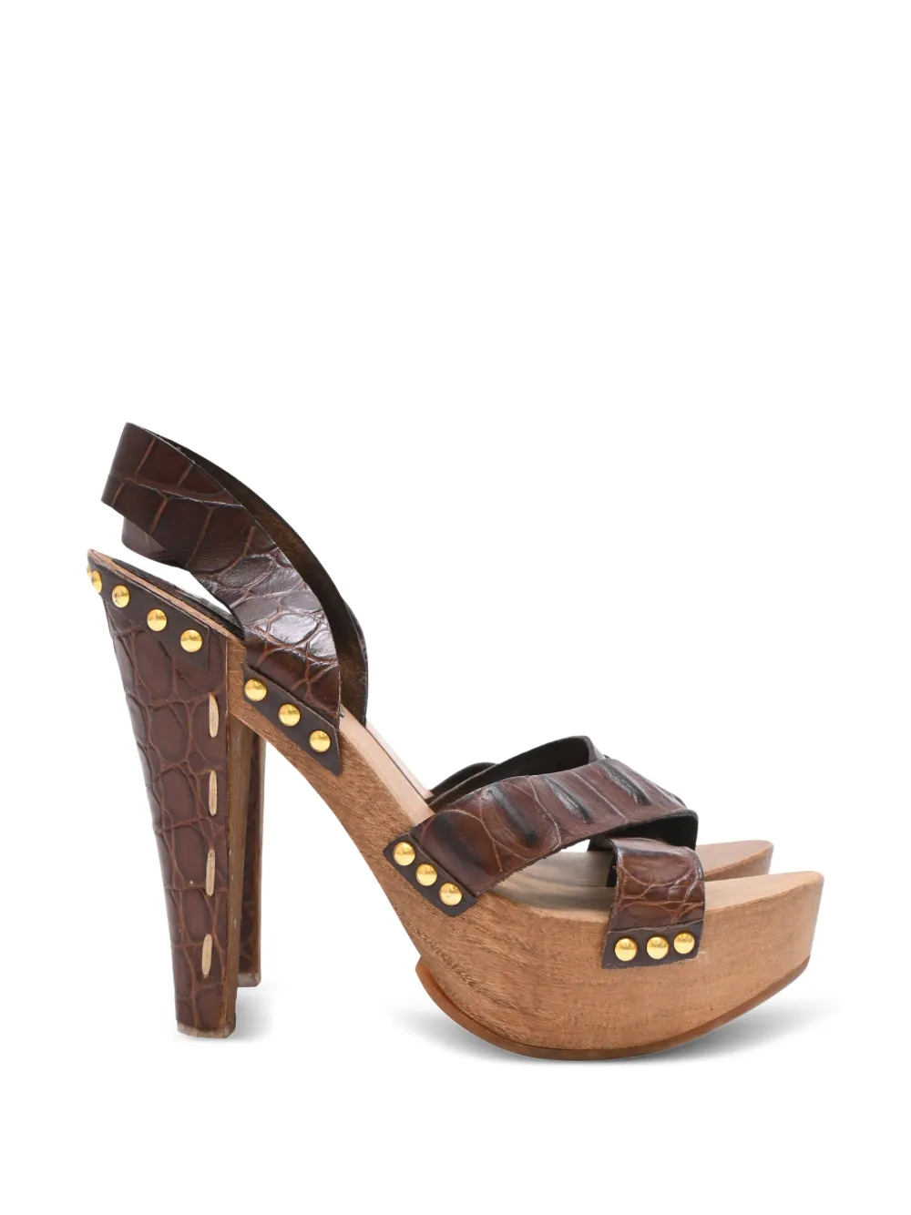 Miu Miu Pre-Owned sandales à effet peau de crocodile - Marron