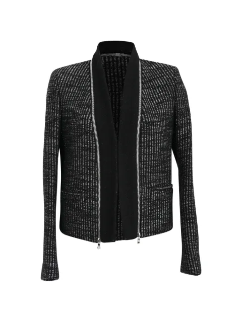 SANDRO Tweed zip-accent blazer