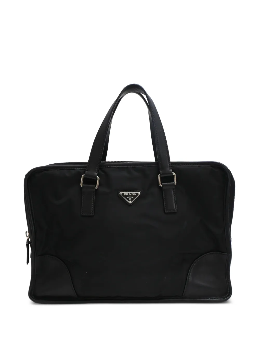 Prada Pre-Owned Enameled Metal Triangle briefcase in Black