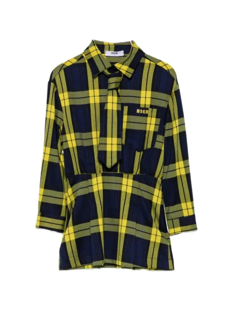 MSGM Kids tartan-check tie-detail dress
