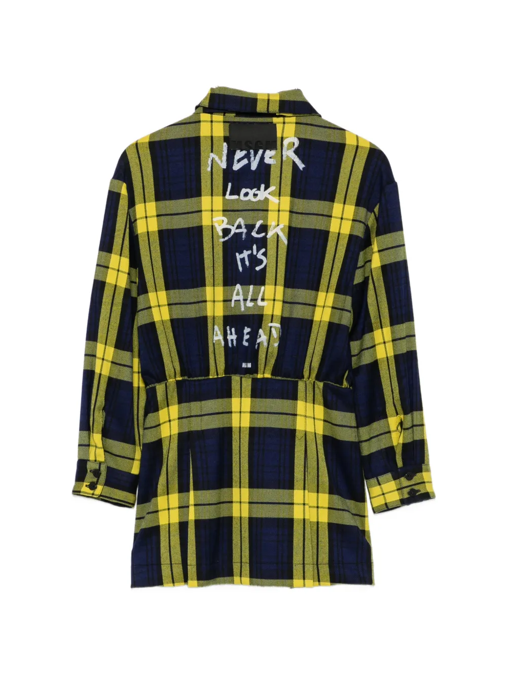 MSGM Kids Jurk met tartan ruit en strikdetail Blauw