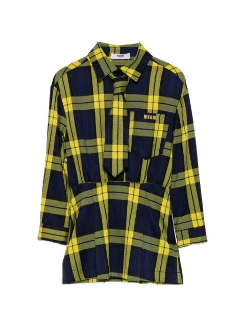 MSGM Kids tartan-check tie-detail dress