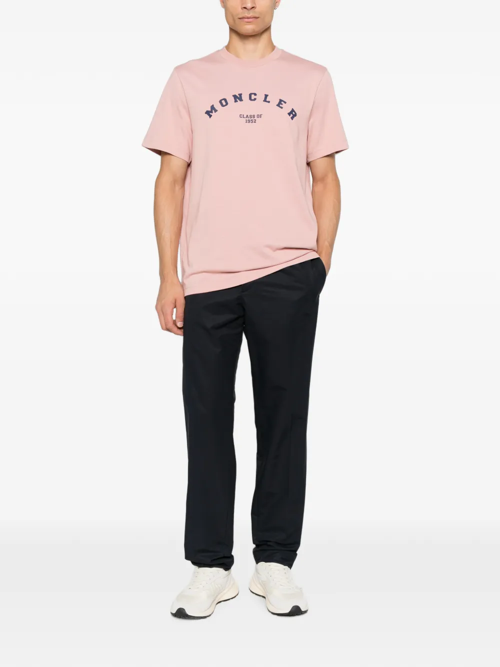Moncler logo-patch straight-leg trousers Blauw