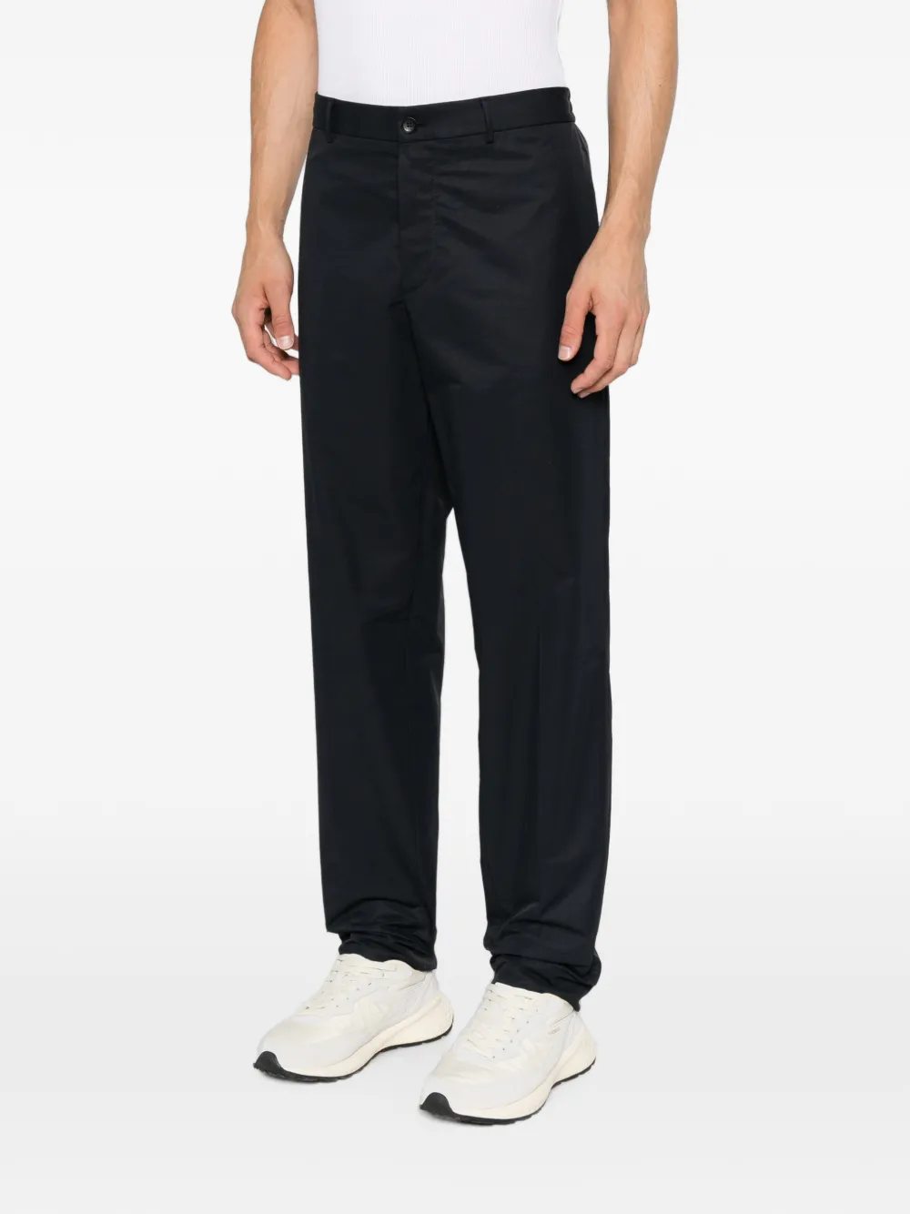 Moncler logo-patch straight-leg trousers Blauw