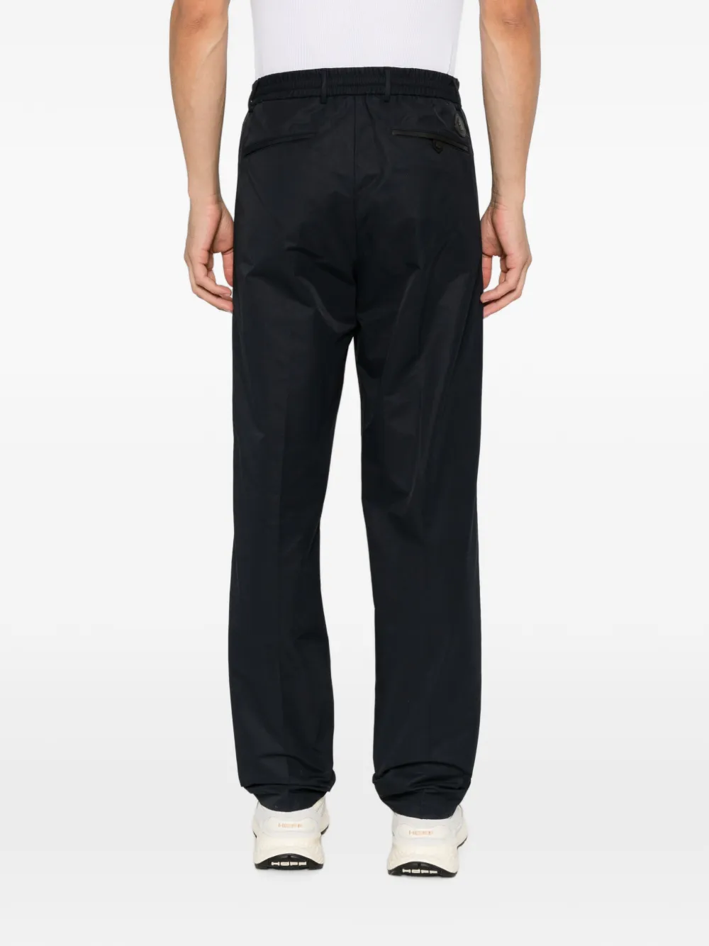 Moncler logo-patch straight-leg trousers Blauw