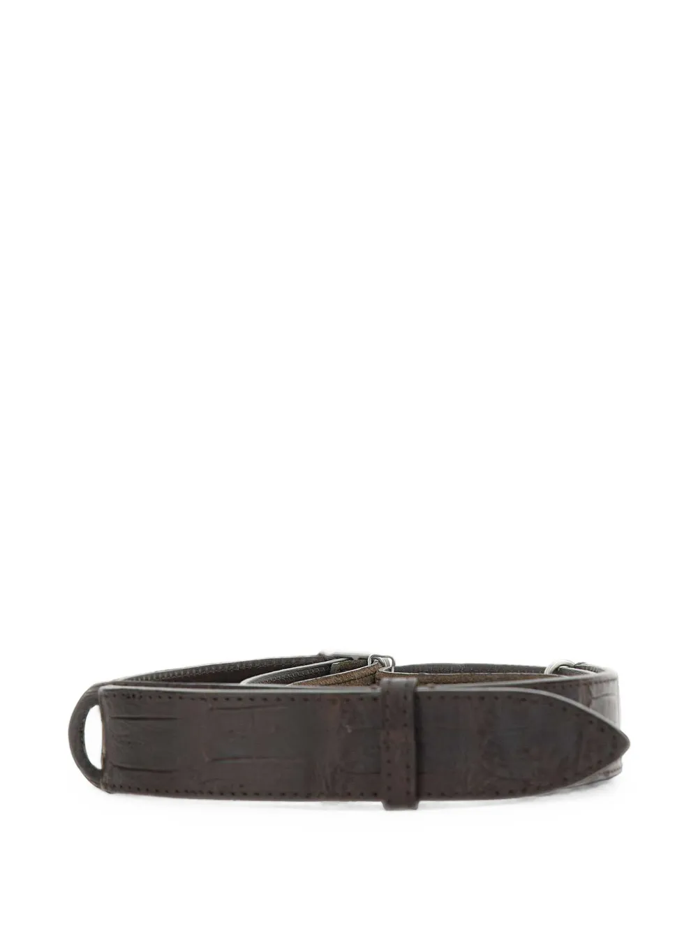 Orciani Nobuckle crocodile-effect leather belt - Marrone
