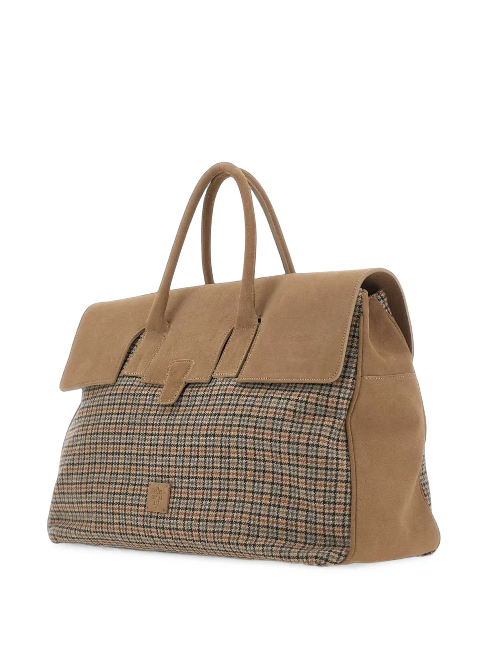 Eleventy Suède shopper met pied-de-poule print Beige
