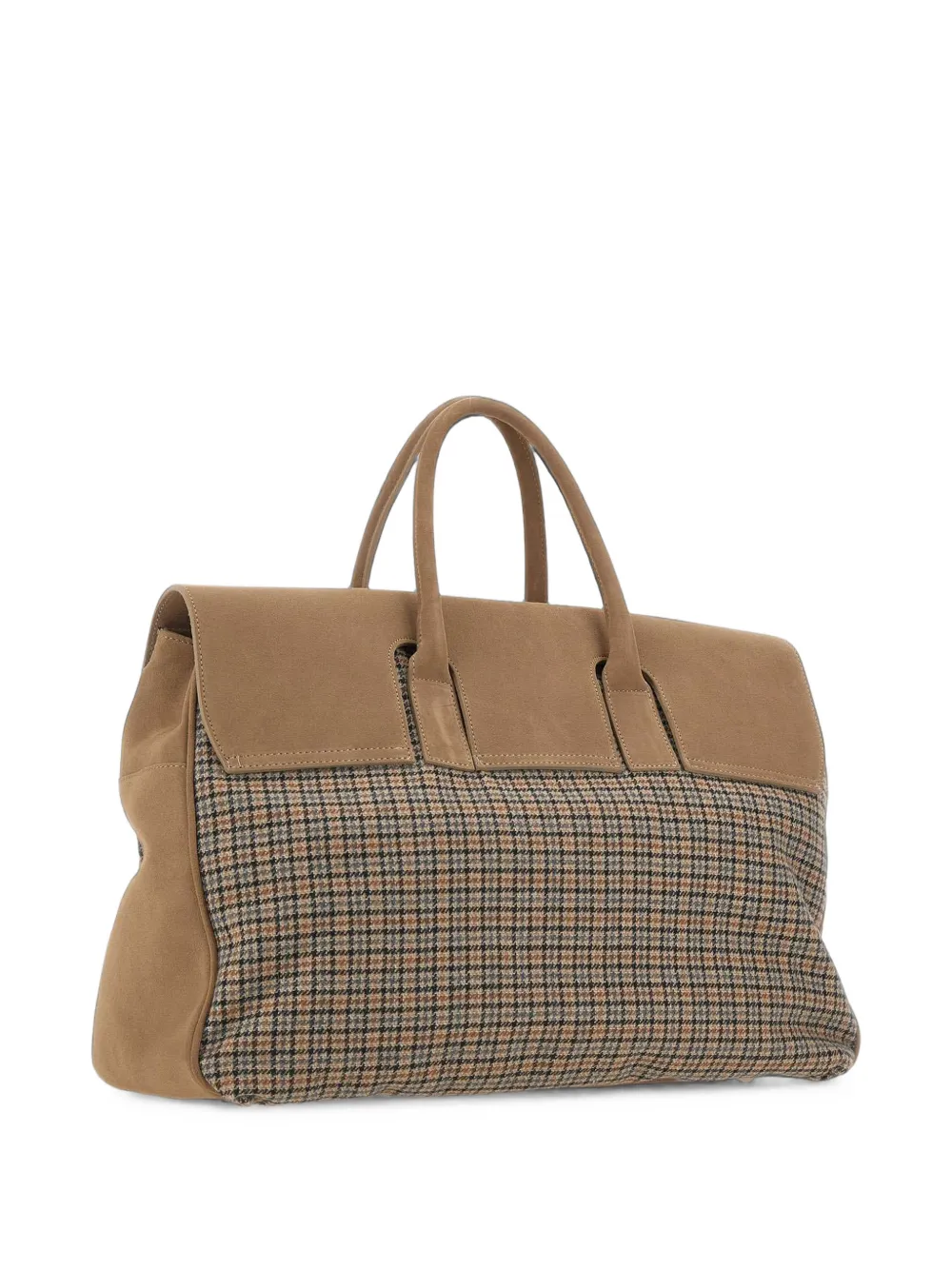 Eleventy Suède shopper met pied-de-poule print Beige