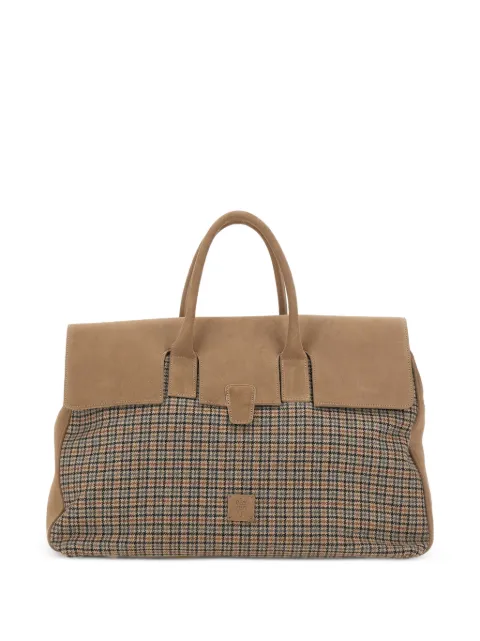 Eleventy houndstooth-panelled suede tote bag