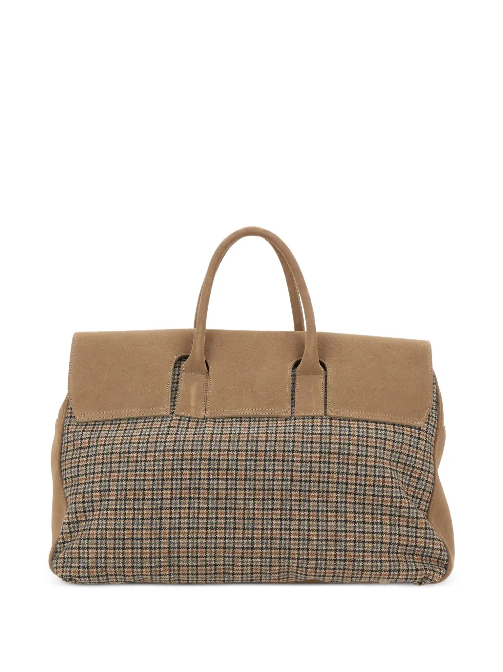 Eleventy Suède shopper met pied-de-poule print Beige