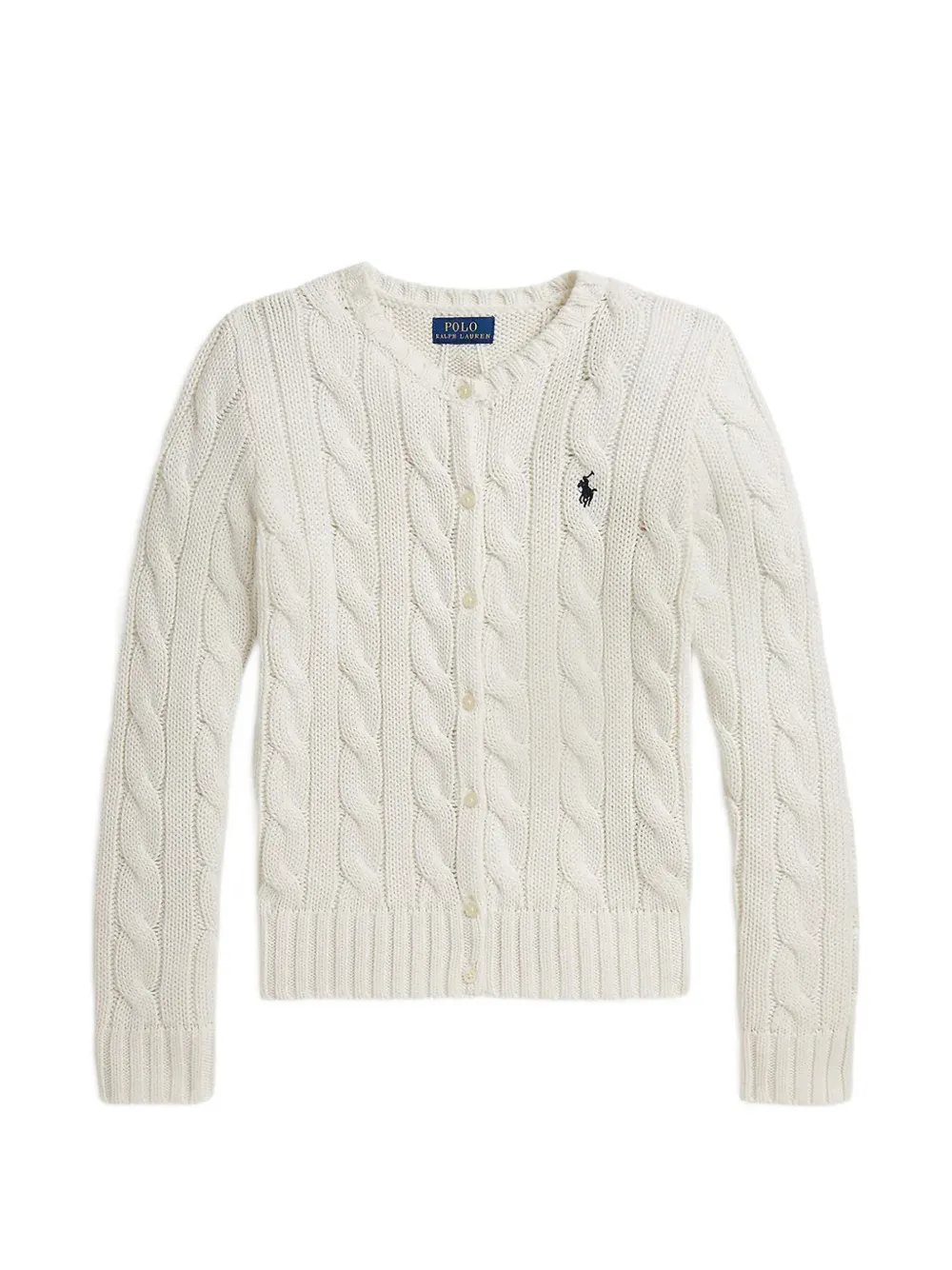 POLO RALPH LAUREN KIDS cable-knit cotton cardigan - Bianco