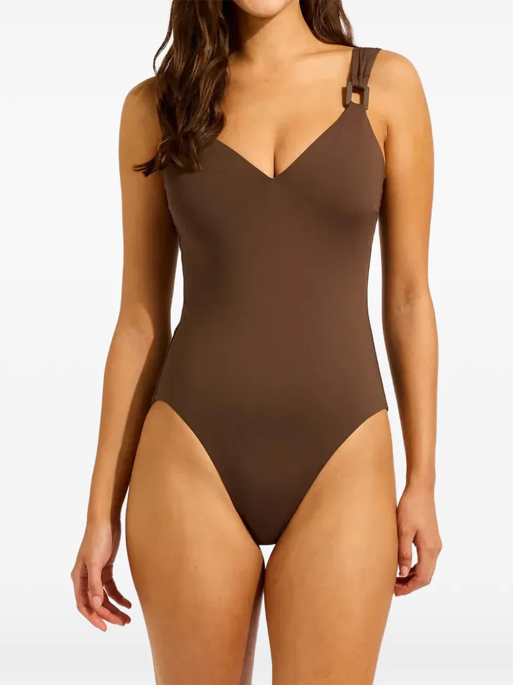 Seafolly Badeanzug mit Schnalle - Braun
