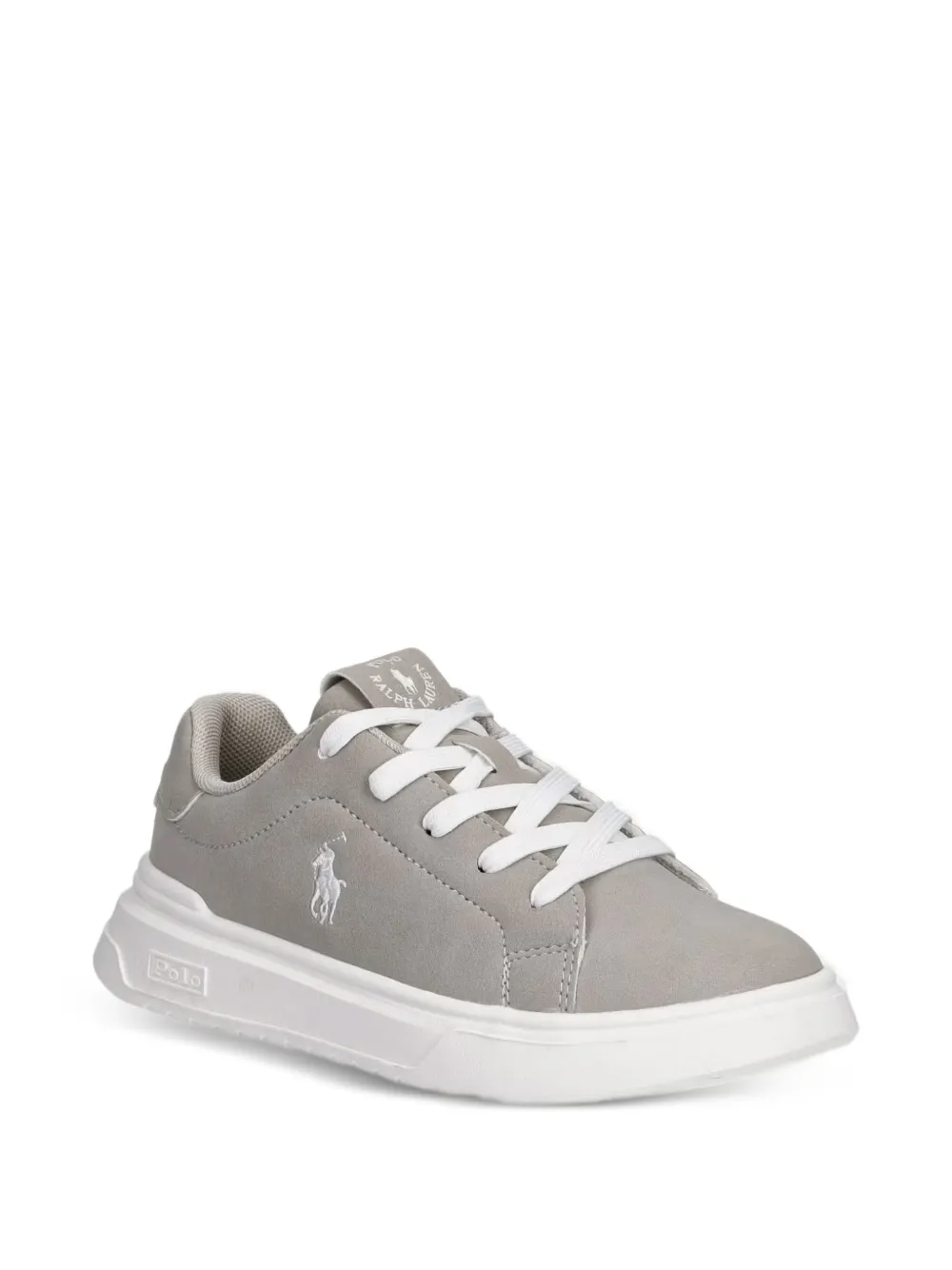 POLO RALPH LAUREN KIDS baskets lacées à logo brodé - Gris