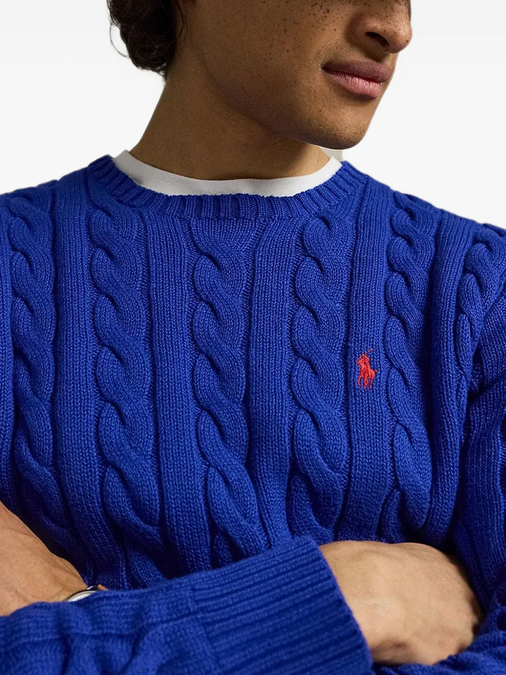 Polo Ralph Lauren Kabelgebreide trui met geborduurd logo Blauw
