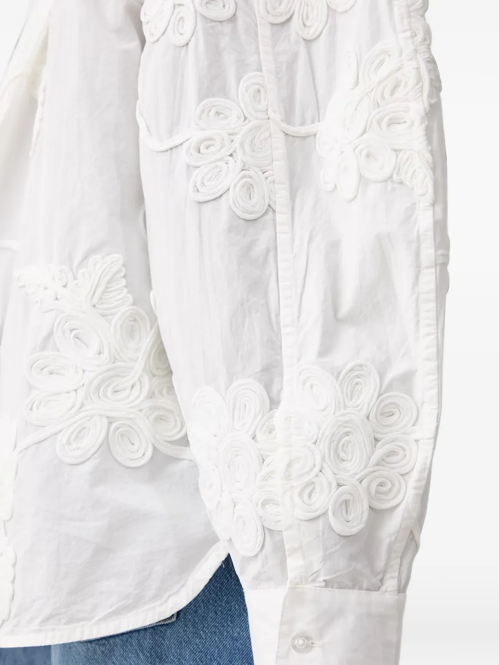 ROTATE BIRGER CHRISTENSEN corded-lace puff-sleeve shirt Wit