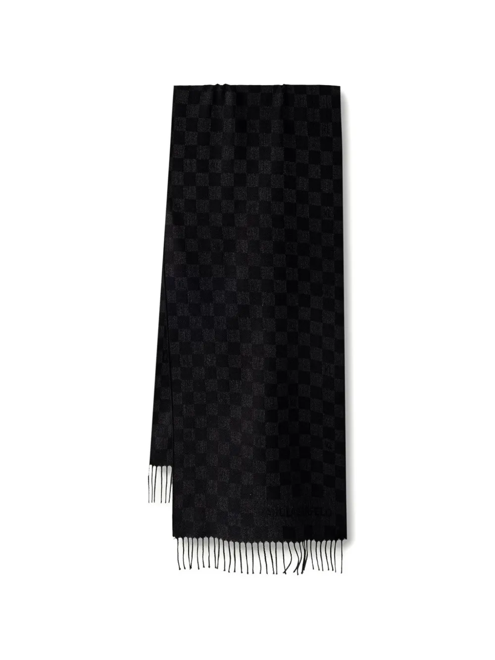Karl Lagerfeld check-pattern fringed scarf - Nero