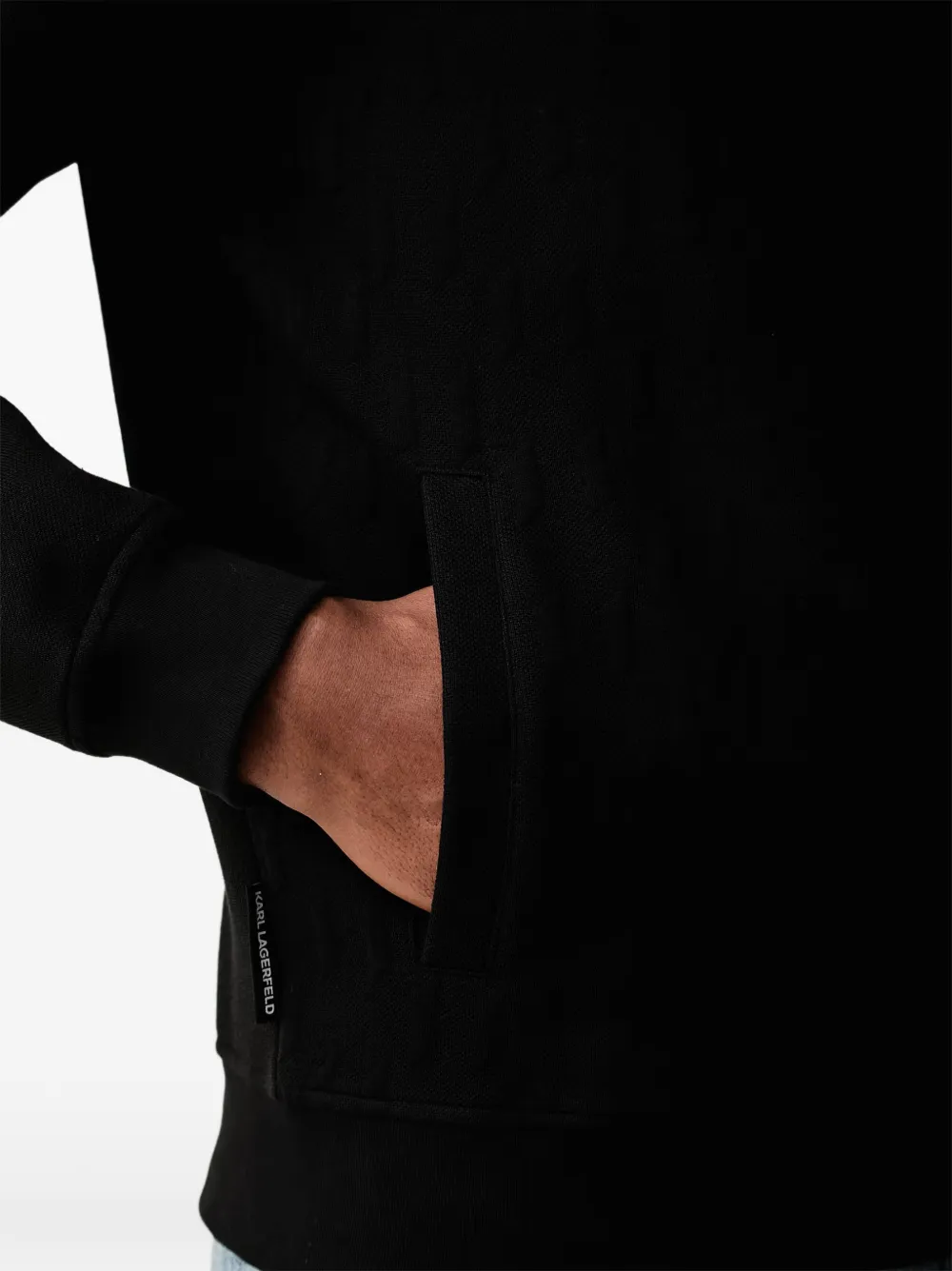 Karl Lagerfeld Trui met monogram-jacquard en rits Zwart