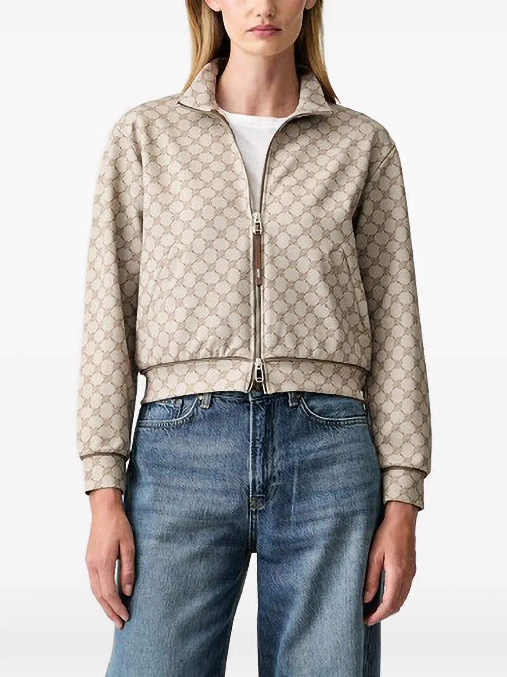 Joop! cornflower-print zip-up sweatshirt - Tons neutres Joop! cornflower-print zip-up sweatshirt - Tons neutres