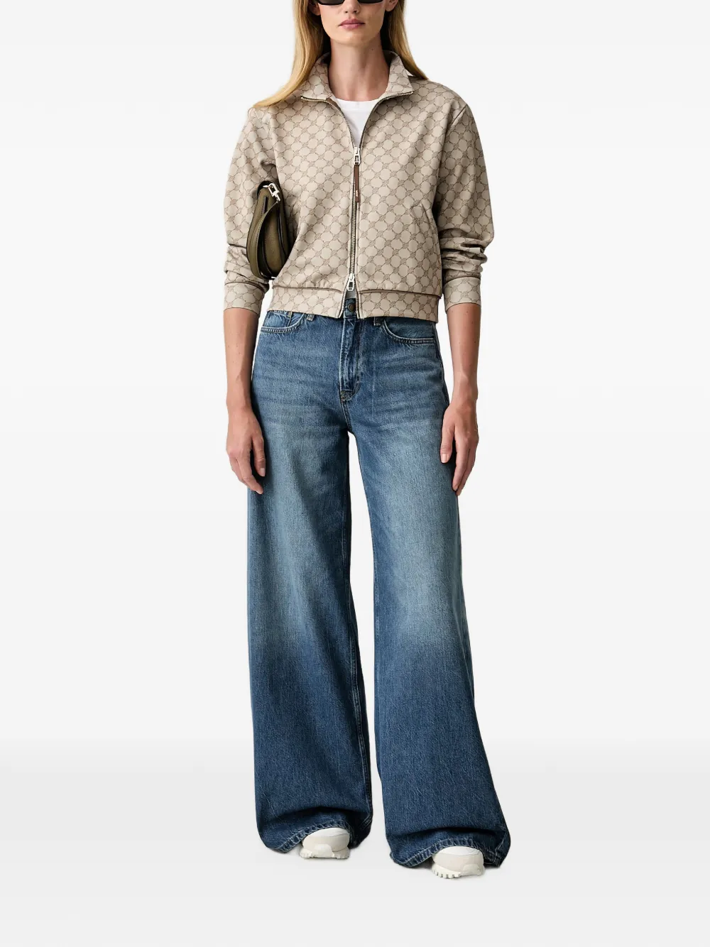 Joop! Sweater met korenbloem-print en rits Bruin