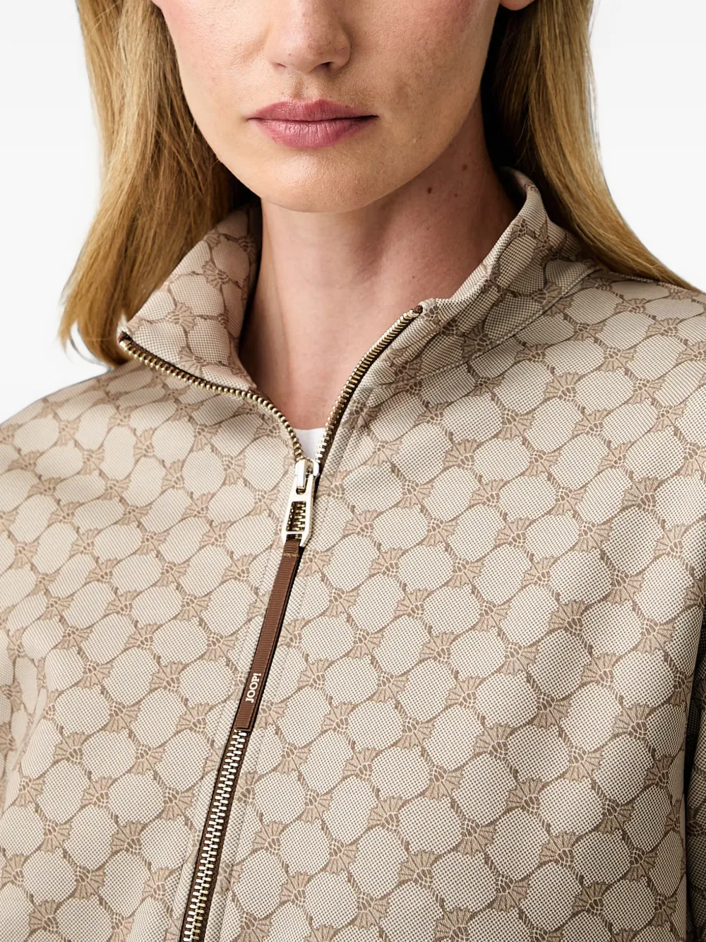 Joop! Sweater met korenbloem-print en rits Bruin