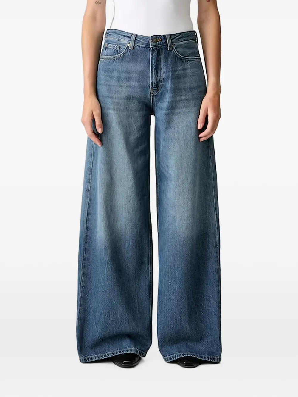 Joop Logo-patch Wide-leg Jeans In Blue